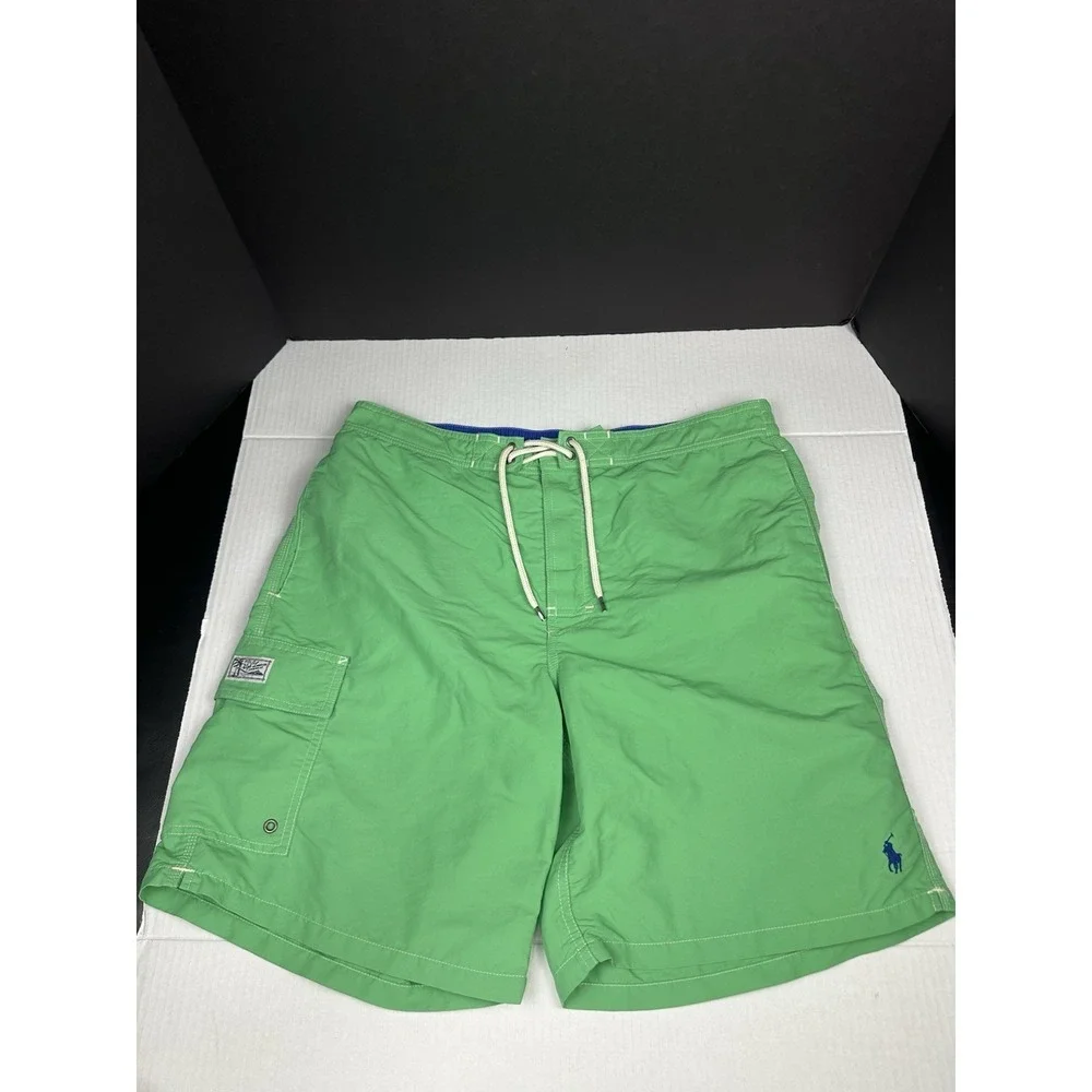 Polo Ralph Lauren Swim Shorts Mens Large Green Surfing Cargo Pocket Swimwear